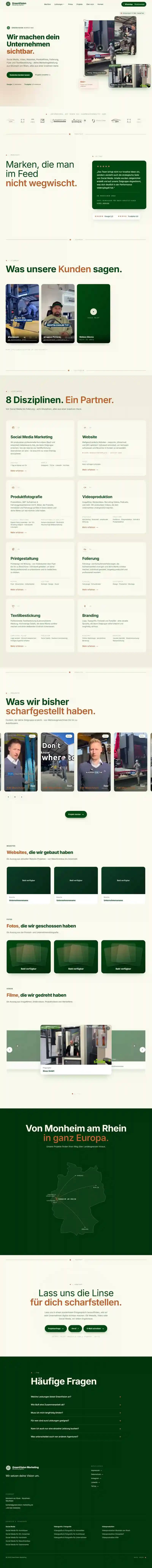 GreenVision Marketing: die ganze Startseite von oben bis unten